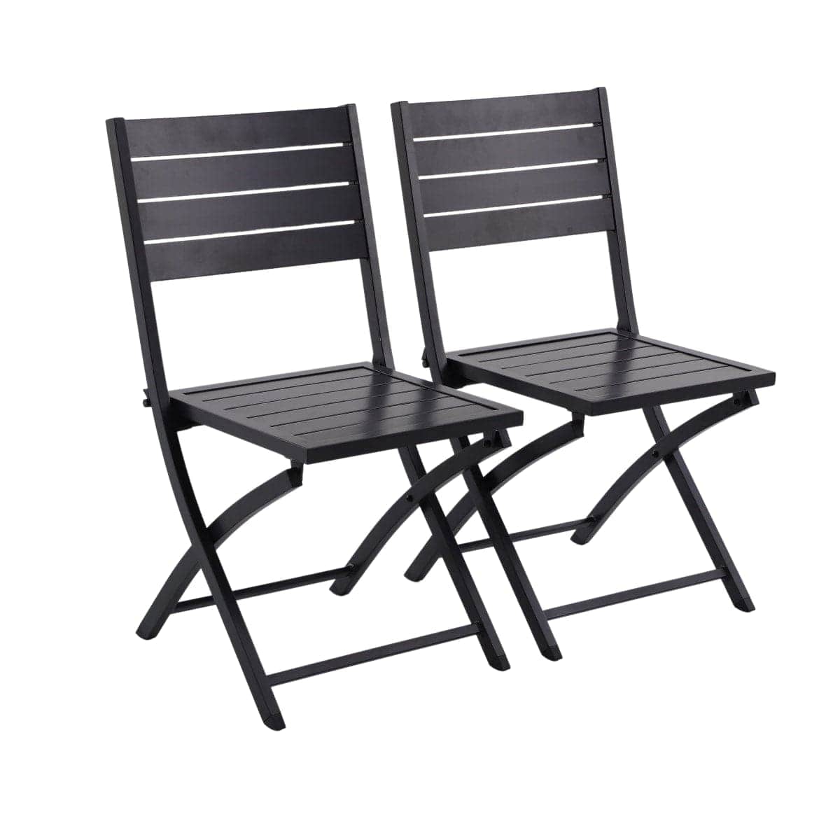 Bricocenter SET OF TWO FOLDING CHAIRS NATERIAL XARA II ORIGAMI ANTHRACITE ALUMINIUM