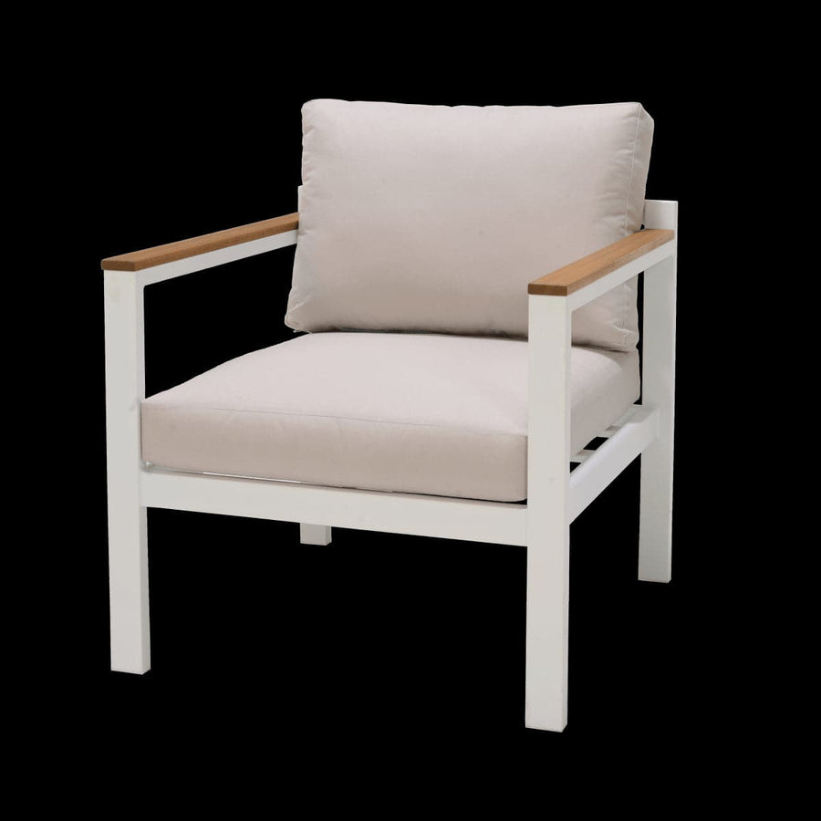 COFFEE SET NATERIAL 5 SEATER ORIS II ALUMINIUM EUCALYPTUS WHITE WITH BEIGE CUSHIONS - best price from Maltashopper.com BR500015293
