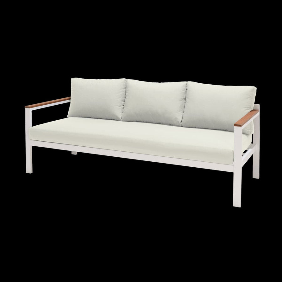COFFEE SET NATERIAL 5 SEATER ORIS II ALUMINIUM EUCALYPTUS WHITE WITH BEIGE CUSHIONS - best price from Maltashopper.com BR500015293