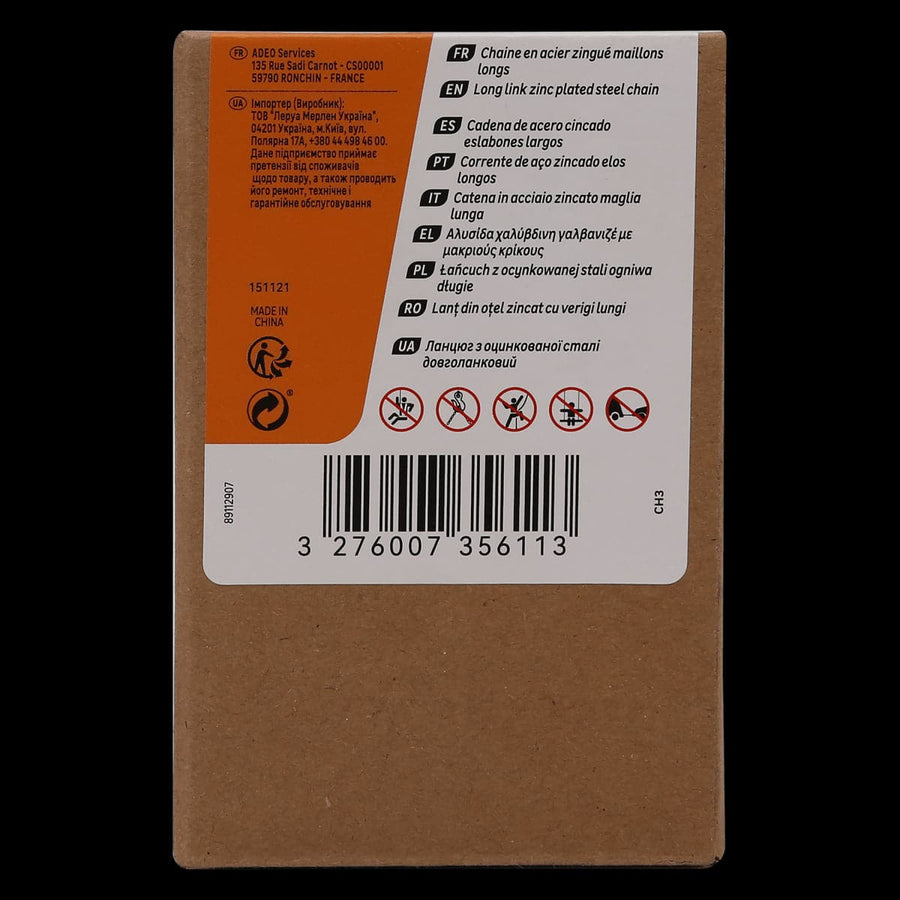 LONG GALVANISED STEEL CHAIN D4MM 5M - best price from Maltashopper.com BR410006750