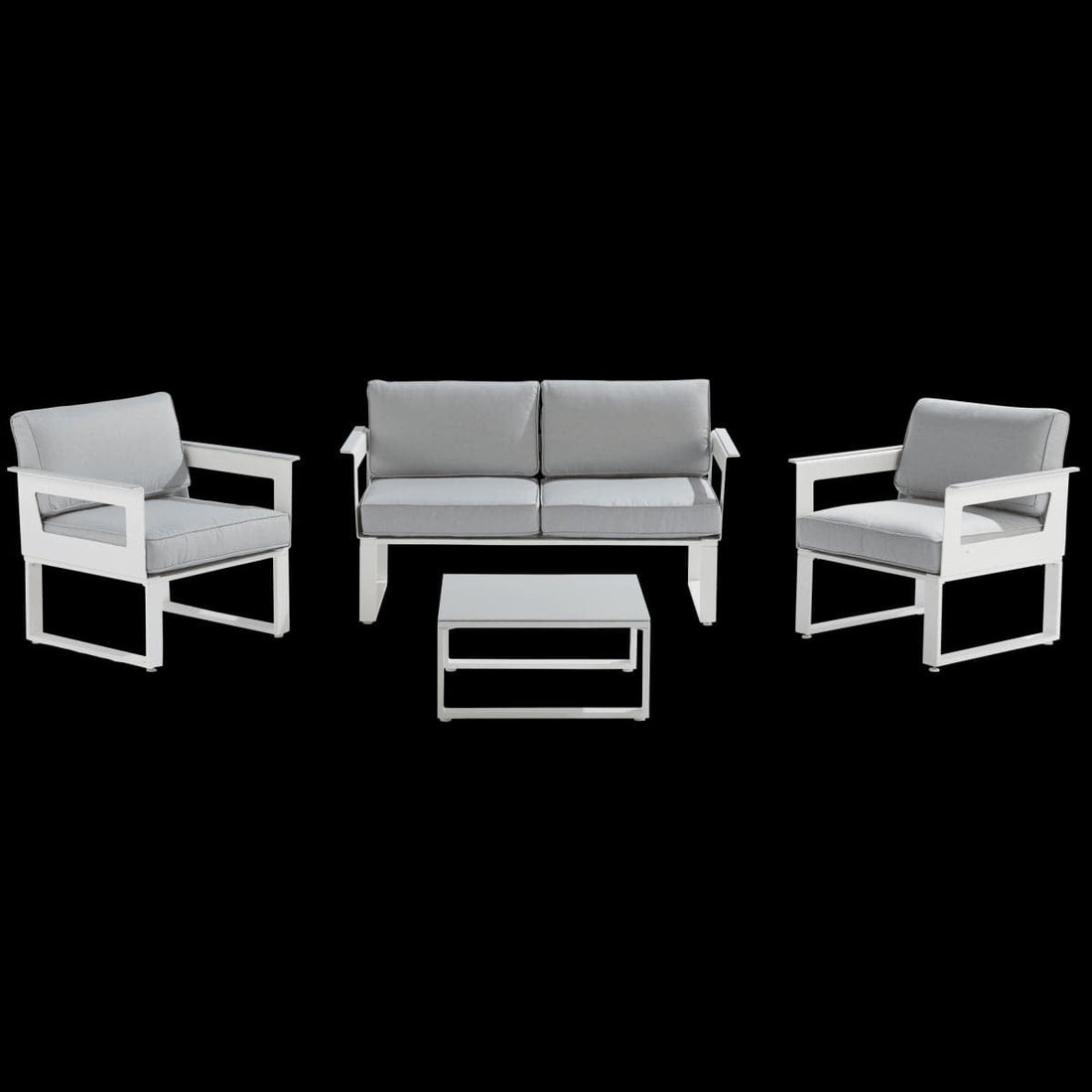 COFFEE SET NATERIAL ODYSSEA SOFA 2 ARMCHAIRS AND ALUMINIUM TABLE WHITE - best price from Maltashopper.com BR500015363