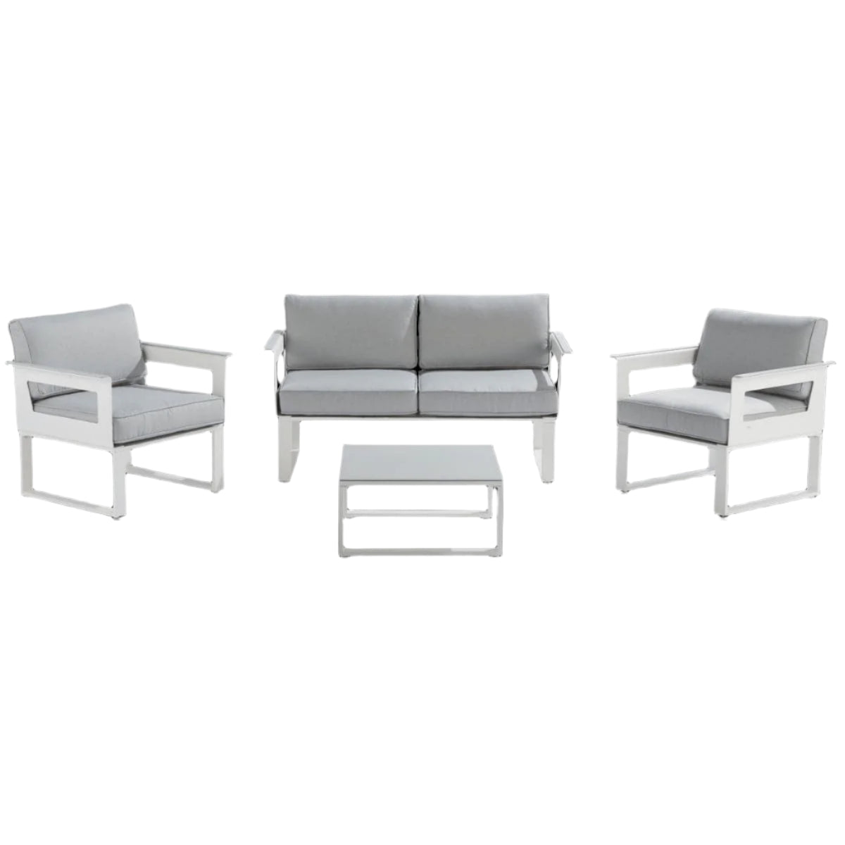 COFFEE SET NATERIAL ODYSSEA SOFA 2 ARMCHAIRS AND ALUMINIUM TABLE WHITE - best price from Maltashopper.com BR500015363