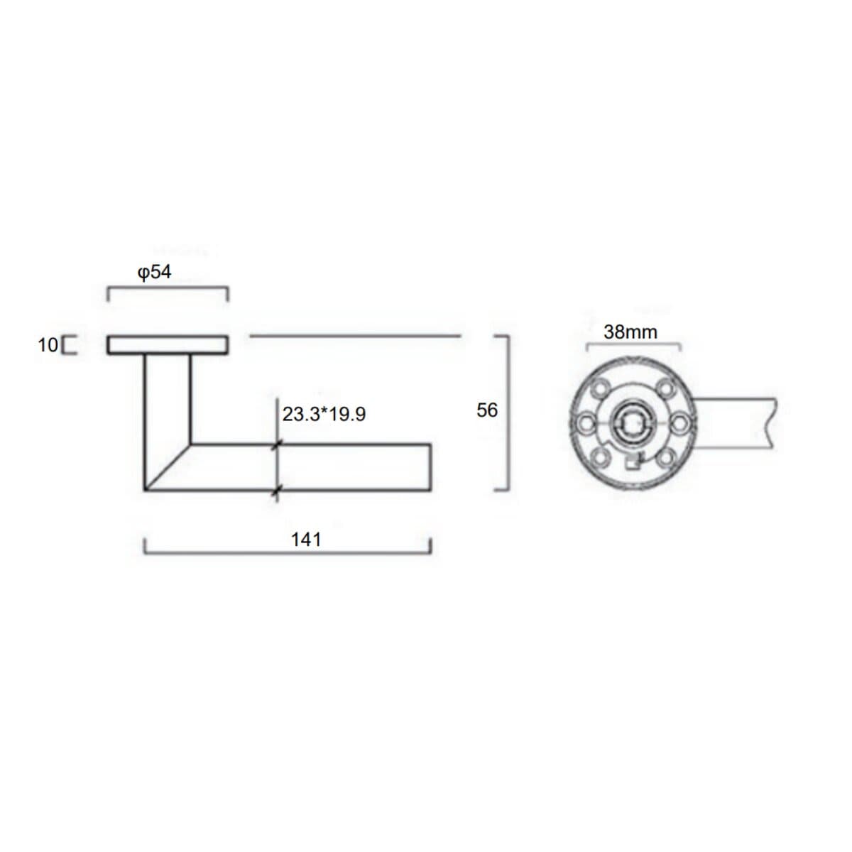 LOUNA DOOR HANDLE WITH SATIN NICKEL FINISH ALUMINIUM ESCUTCHEON AND SPOUT - best price from Maltashopper.com BR410004361