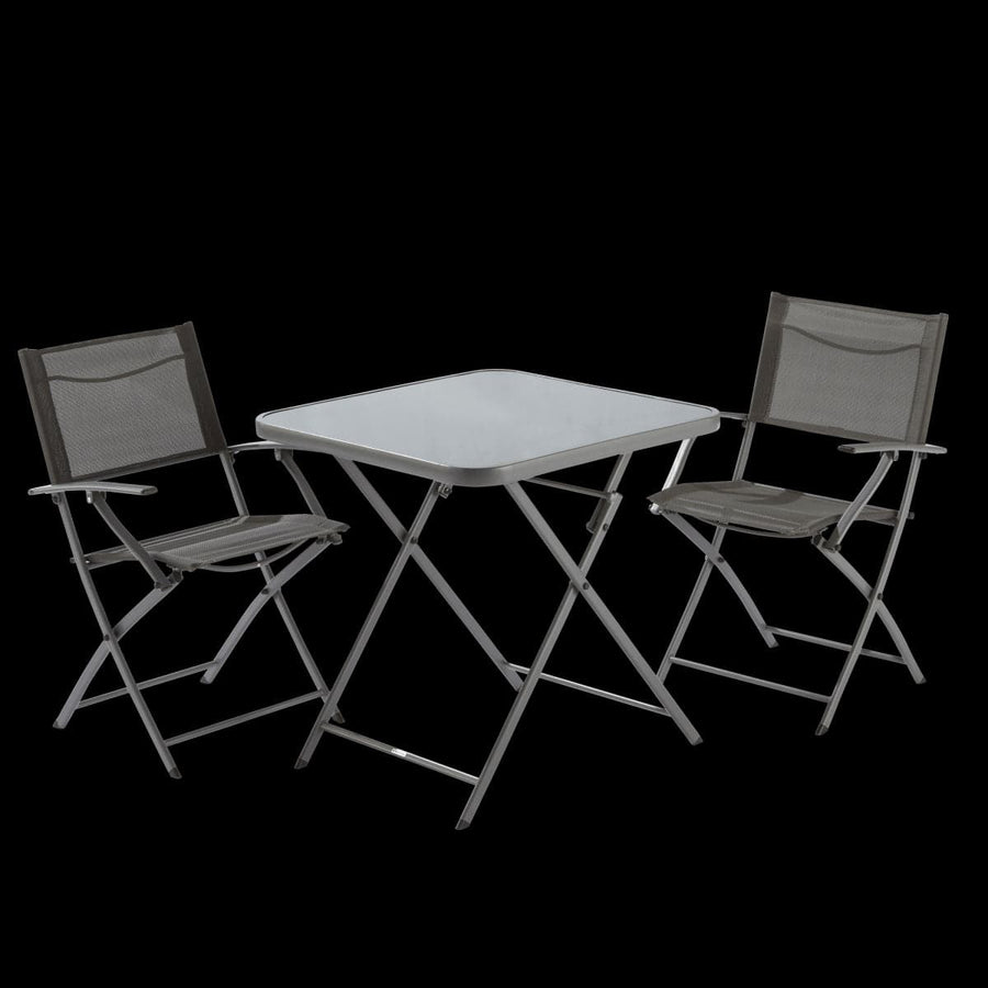 Bricocenter EMYS NATERIAL STEEL FOLDING CHAIR WITH ARMRESTS ANTHRACITE TEXTILENE SEAT 52X54XH83