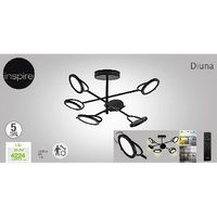 DIUNA CHANDELIER 53X14X40CM METAL BLACK LED 4332LM CCT DIMMABLE - best price from Maltashopper.com BR420007009