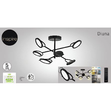Bricocenter DIUNA CHANDELIER 53X14X40CM METAL BLACK LED 4332LM CCT DIMMABLE