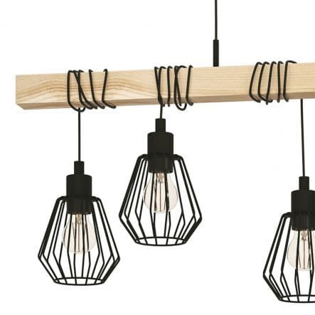 TABODI METAL AND NATURAL WOOD CHANDELIER 100CM 5XE27 - best price from Maltashopper.com BR420007095