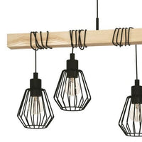 TABODI METAL AND NATURAL WOOD CHANDELIER 100CM 5XE27 - best price from Maltashopper.com BR420007095