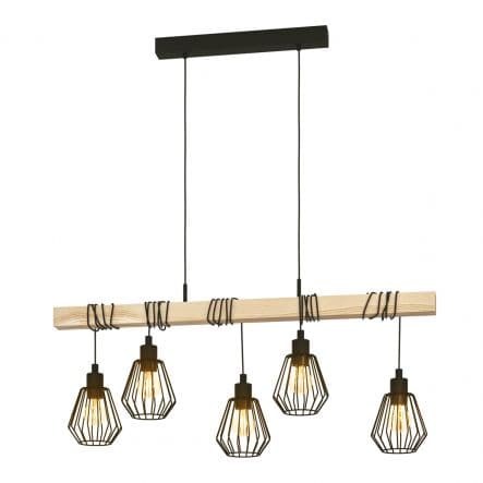 TABODI METAL AND NATURAL WOOD CHANDELIER 100CM 5XE27 - best price from Maltashopper.com BR420007095