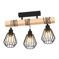 TABODI METAL AND NATURAL WOOD CEILING LAMP 3XE27 - best price from Maltashopper.com BR420007290