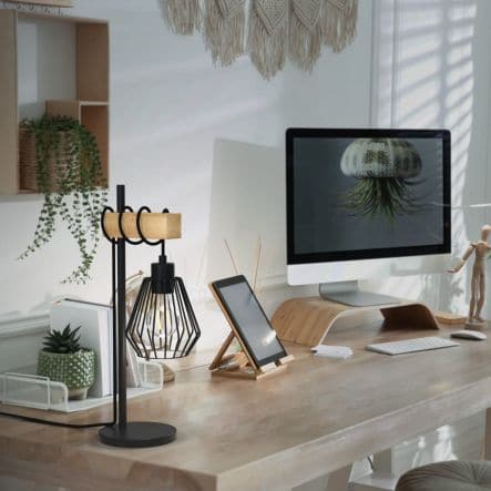 TABODI METAL AND NATURAL WOOD TABLE LAMP H50 CM - best price from Maltashopper.com BR420007101