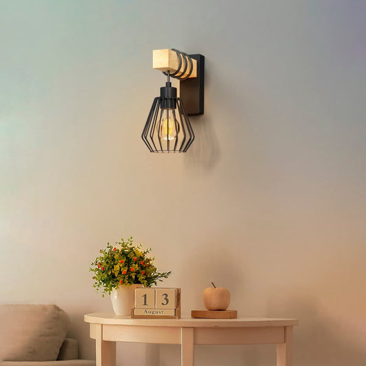 TABODI METAL AND NATURAL WOOD 24CM E27 WALL LIGHT - best price from Maltashopper.com BR420007100