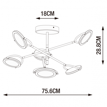Bricocenter DIUNA CHANDELIER 53X14X40CM METAL BLACK LED 4332LM CCT DIMMABLE