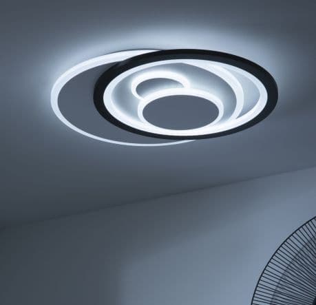 CEILING LIGHT CURRY METAL BLACK & WHITE 51X43X6CM LED 5200LM CCT DIMMABLE - best price from Maltashopper.com BR420007140