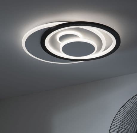 CEILING LIGHT CURRY METAL BLACK & WHITE 51X43X6CM LED 5200LM CCT DIMMABLE - best price from Maltashopper.com BR420007140