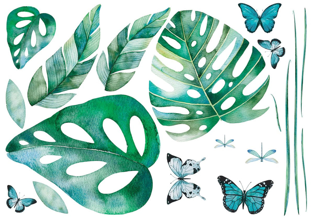 WALL STICKER TROPICAL LEAVES L 47.5X67 - best price from Maltashopper.com BR480010351