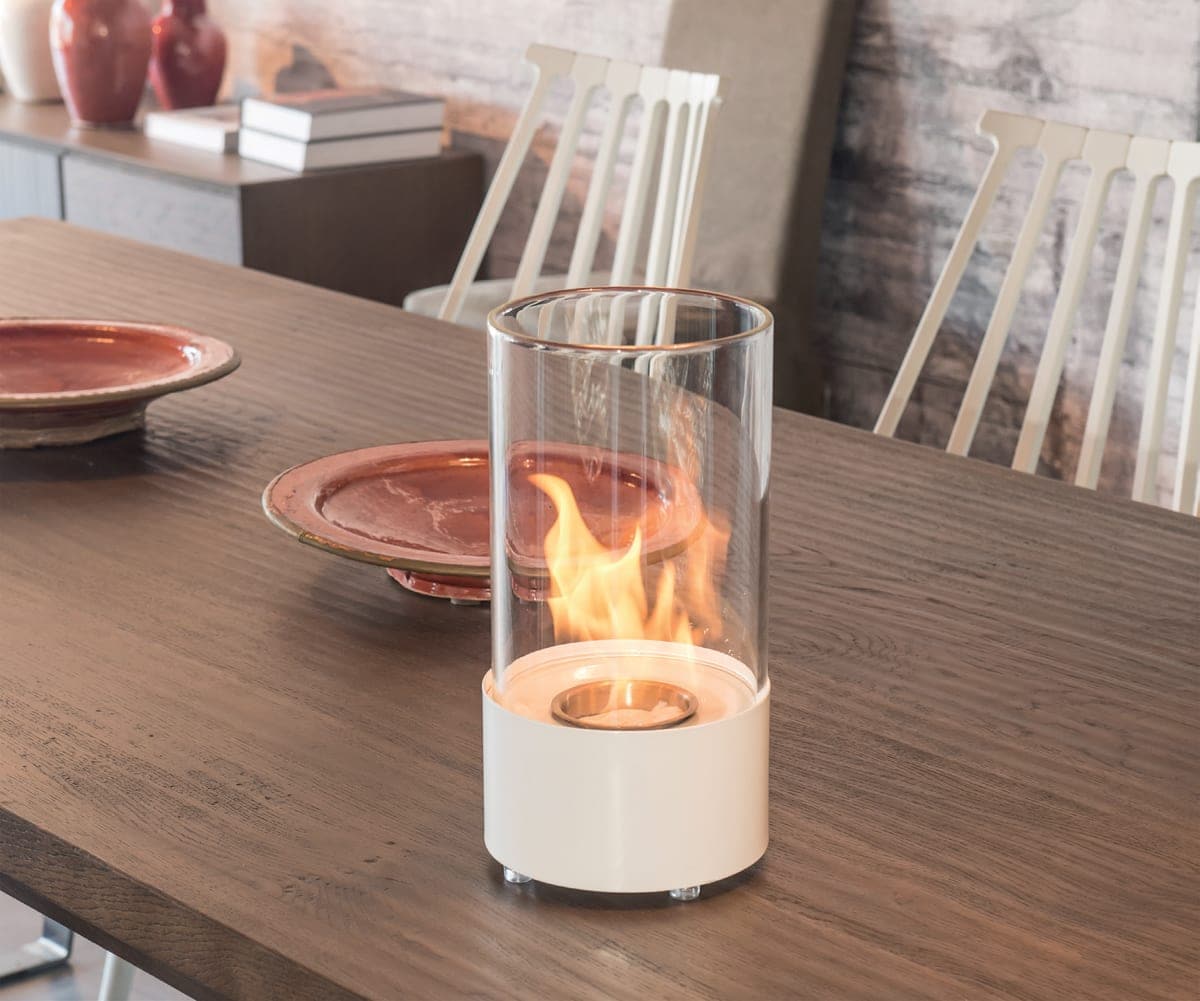 ROUND BIO-FIREPLACE SORRENTO WHITE DIAM. 15 H 30 CM STEEL STRUCTURE - best price from Maltashopper.com BR430002125