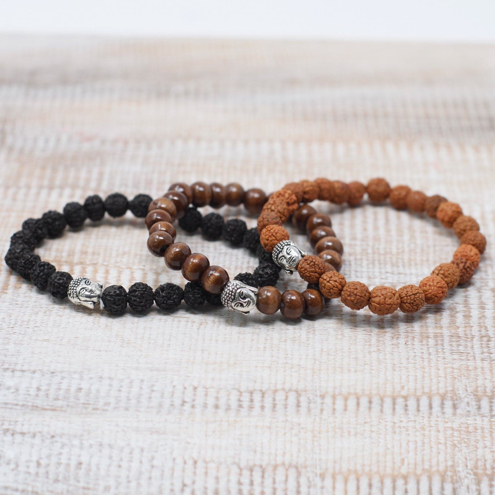 Brown Beads & Buddah Bangle - best price from Maltashopper.com NBANG-07