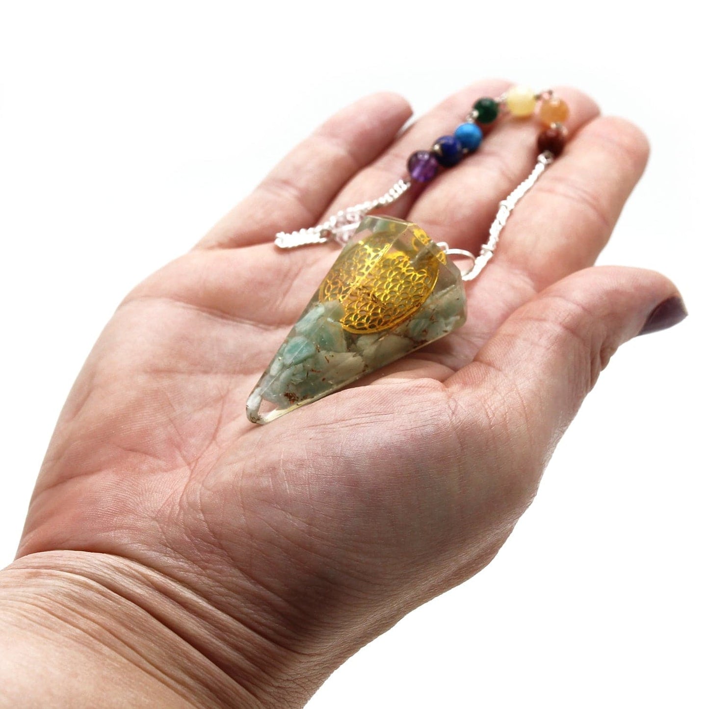 Orgonite Power Chakra Pendulum - Flower of Life - best price from Maltashopper.com ORGCP-08