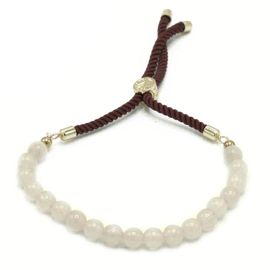 18K Gold Plated Gemstone Bordeaux String Bracelet - Rose Quartz - best price from Maltashopper.com GEMSB-03