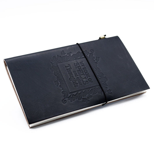 Bliss Handmade Leather Journal - My Book of Spells and other Thoughts - Black