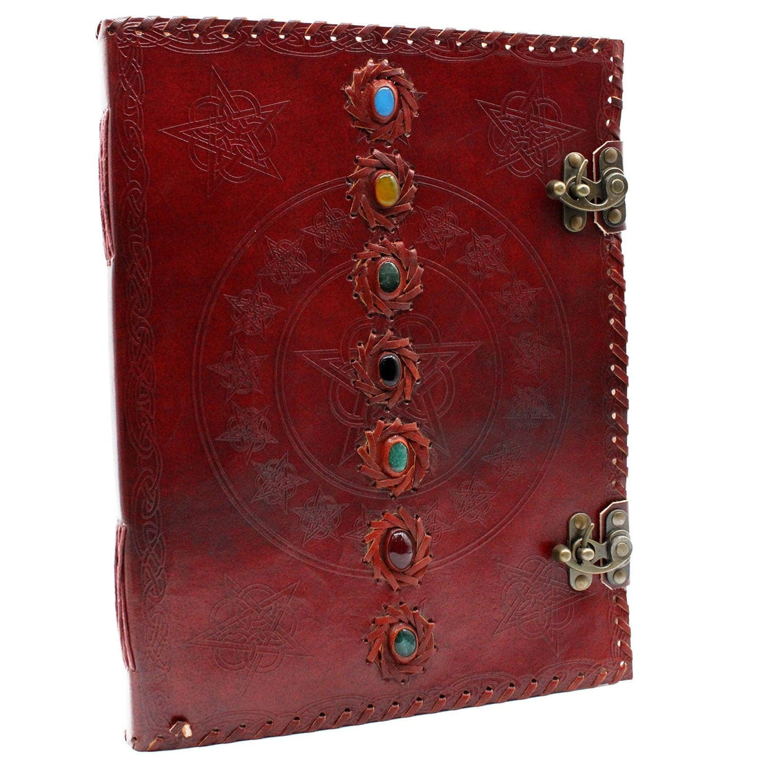 Huge 7 Chakra Leather Book - 10x13 (200 pages) - best price from Maltashopper.com LBN-20
