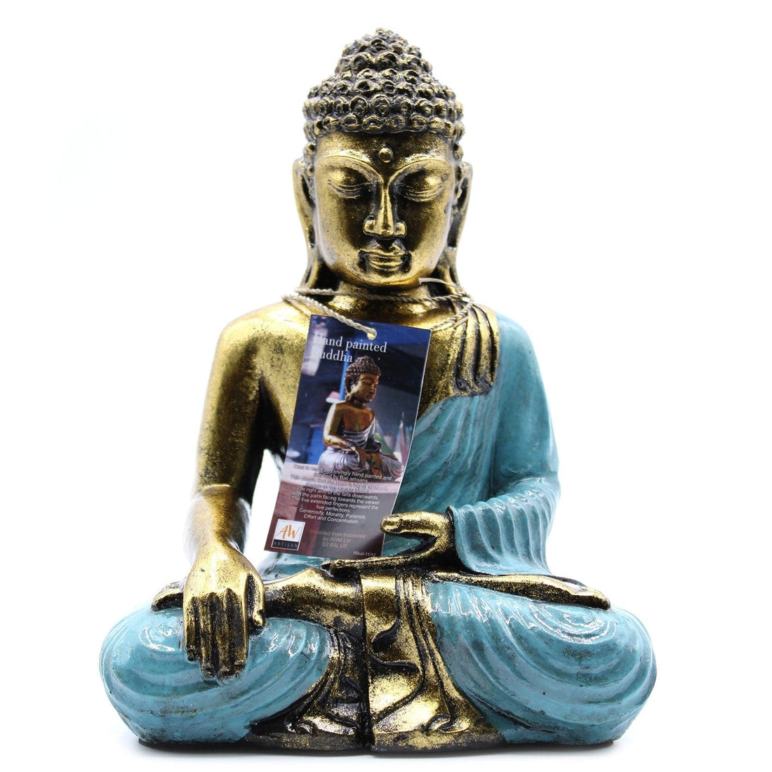 Teal & Gold Buddha - Large - best price from Maltashopper.com RBUD-11