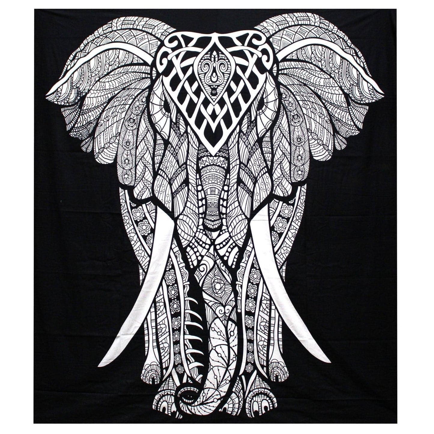 B&W Double Cotton Bedspread + Wall Hanging - Elephant - best price from Maltashopper.com BWCB-02