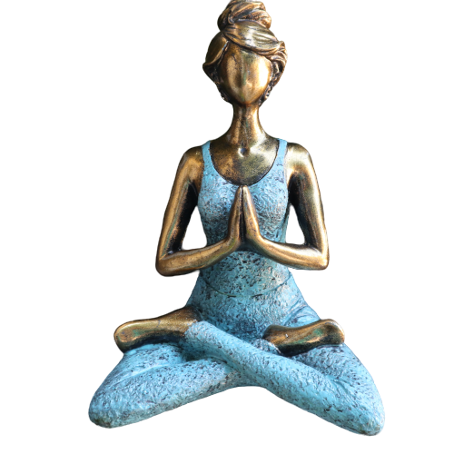 Yoga Lady Figure - Bronze & Turqoise 24cm - best price from Maltashopper.com YOGAL-01