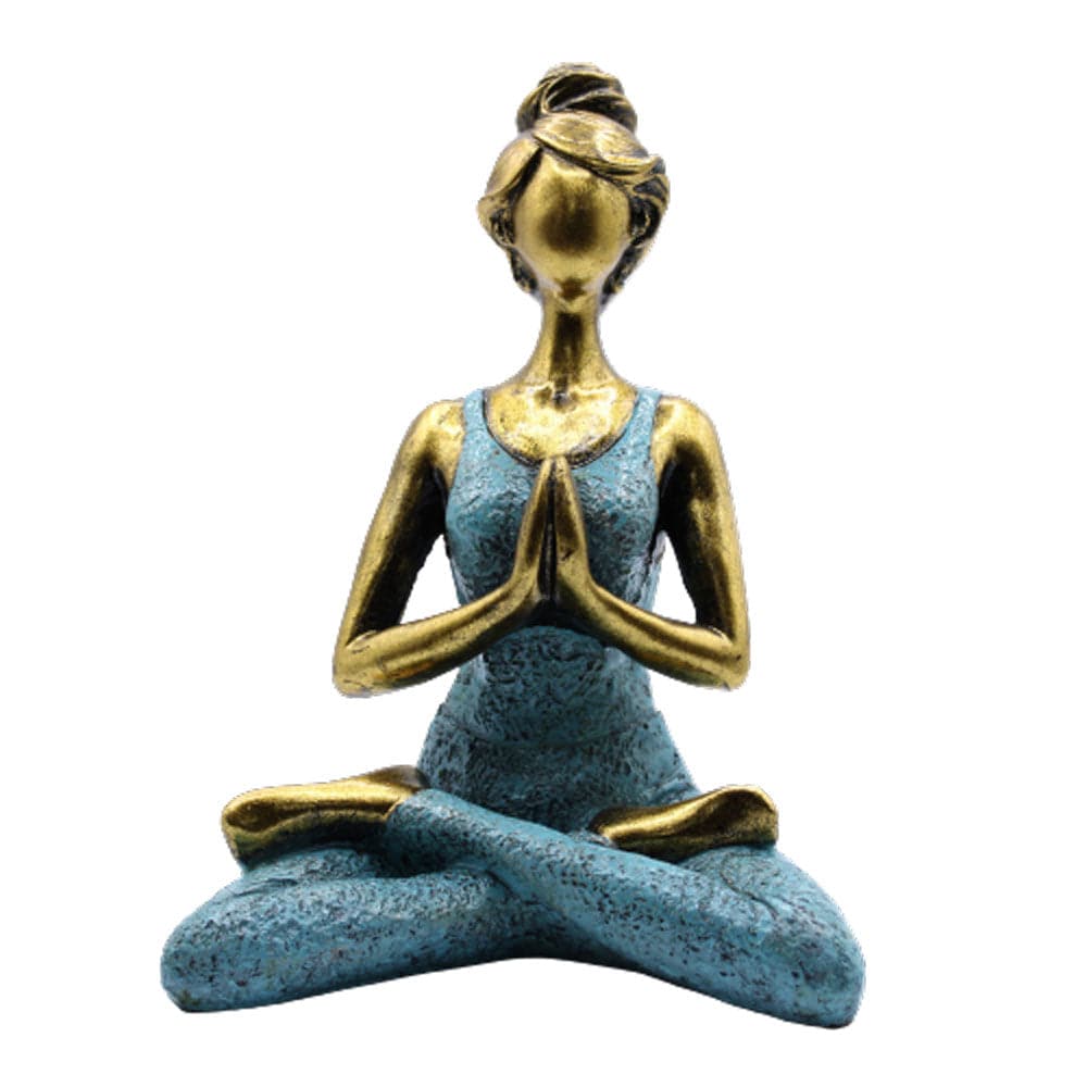 Yoga Lady Figure - Bronze & Turqoise 24cm - best price from Maltashopper.com YOGAL-01