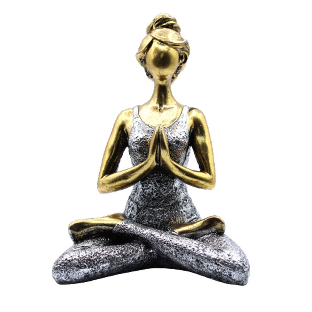 Yoga Lady Figure - Bronze & Silver 24cm - best price from Maltashopper.com YOGAL-02