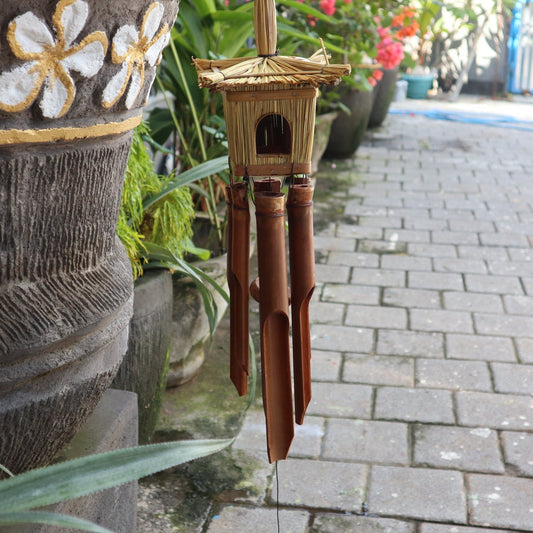 Bliss Square Seagrass Bird Box with Chimes 49x15cm