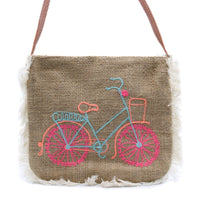 Fab Fringe Bag - Bicycle Embroidery - best price from Maltashopper.com FFB-04