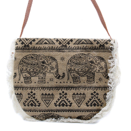 Fab Fringe Bag - Elephant Print - best price from Maltashopper.com FFB-09