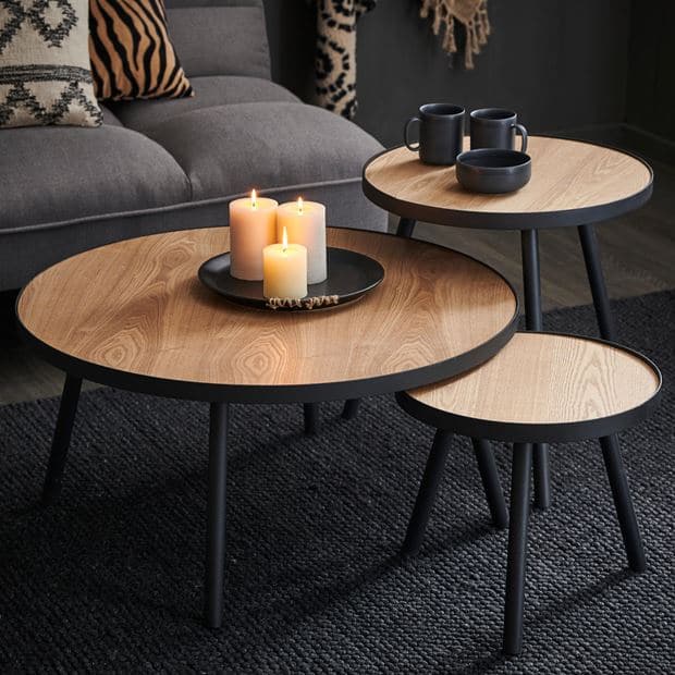 ALEXIS Coffee table black, natural H 36 cm - Ø 40 cm - best price from Maltashopper.com CS611317