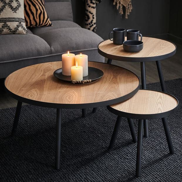 Casa ALEXIS Coffee table black, natural H 36 cm - Ø 40 cm