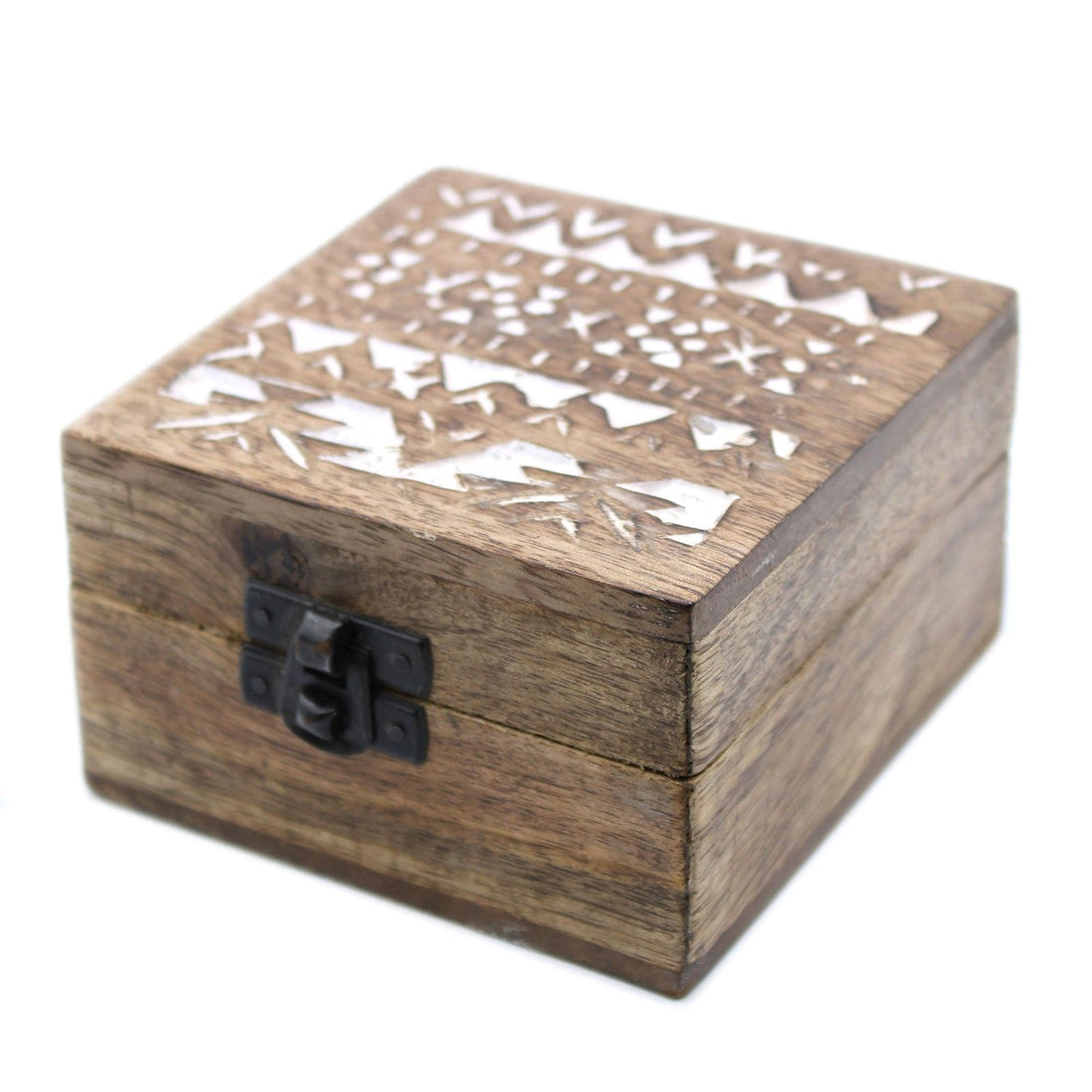 White Washed Wooden Box - 4x4 Slavic Design - best price from Maltashopper.com WWIB-02