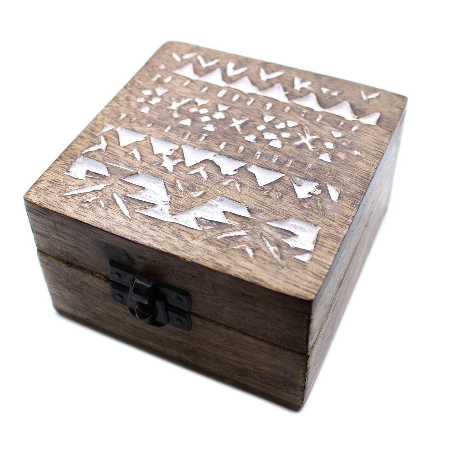 White Washed Wooden Box - 4x4 Slavic Design - best price from Maltashopper.com WWIB-02