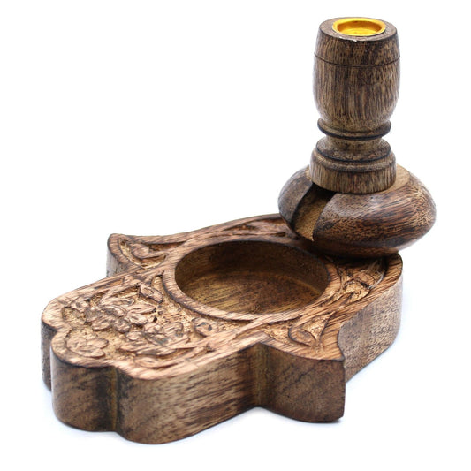 Bliss Sm Mango Wood Backflow Burner - Hamsa