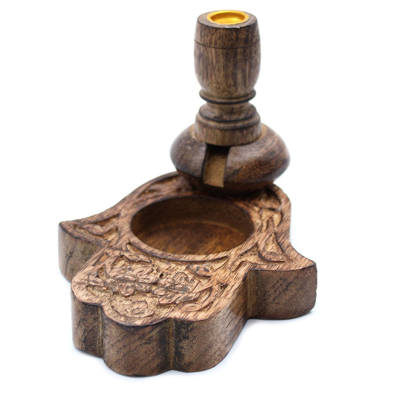 Bliss Sm Mango Wood Backflow Burner - Hamsa