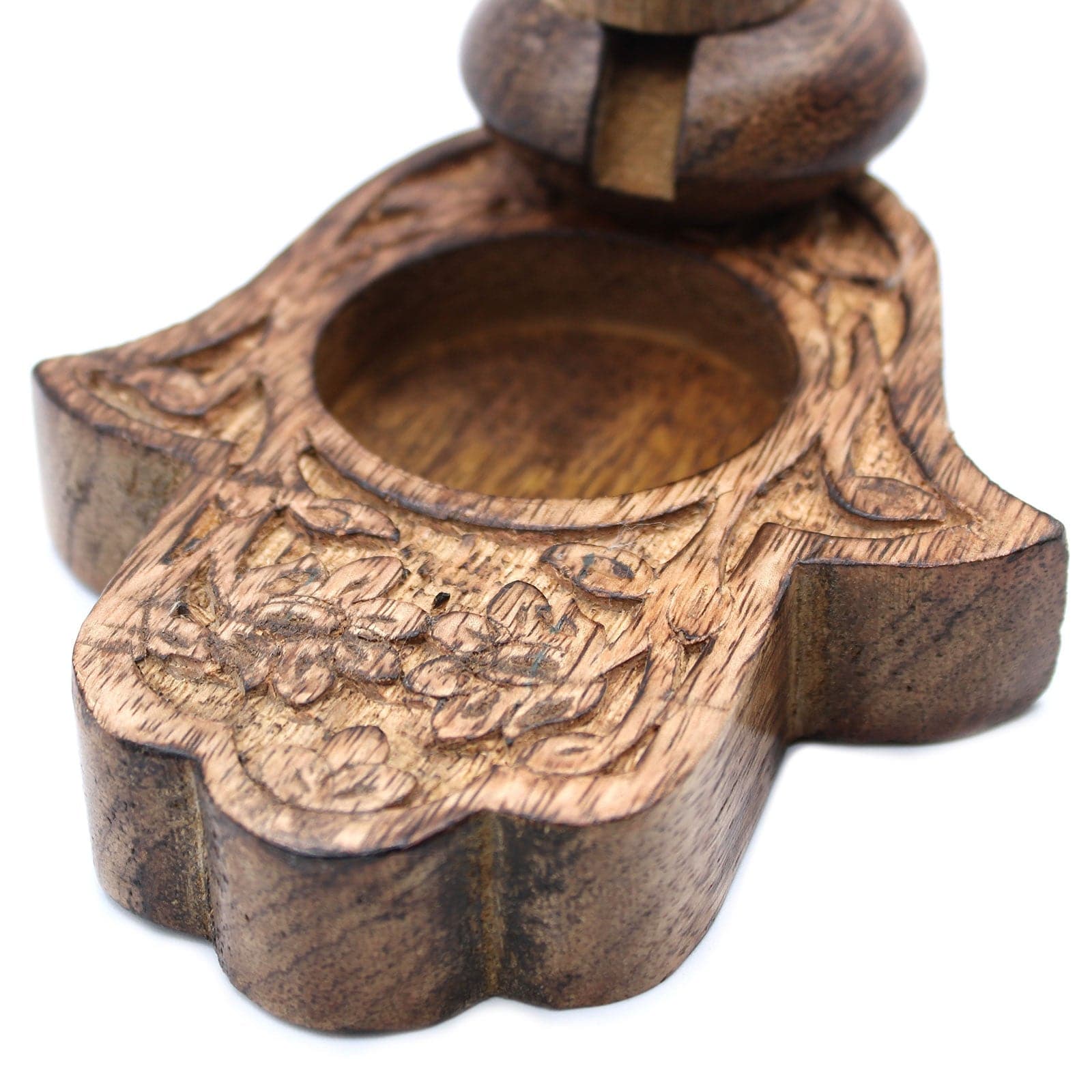 Bliss Med Mango Wood Backflow Burner - Hamsa