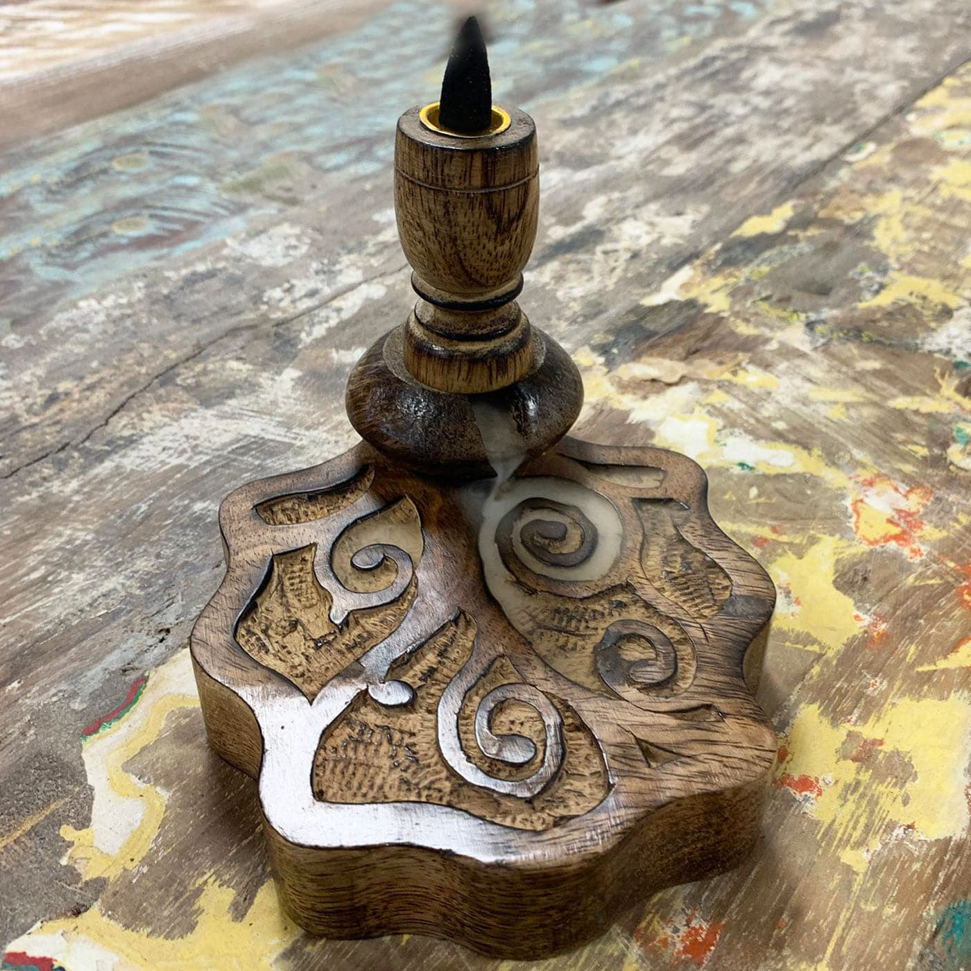 Sm Mango Wood Backflow Burner - Tree of Life - best price from Maltashopper.com WBF-03