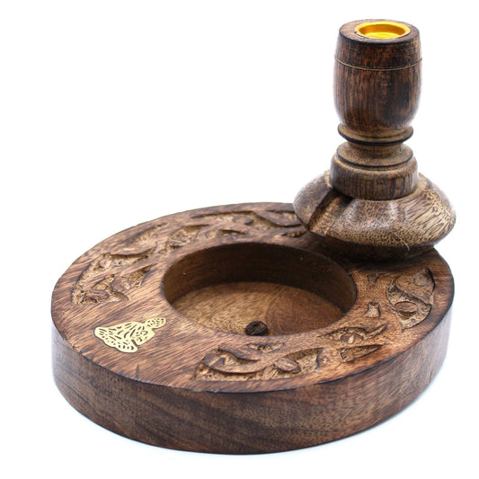 Sm Mango Wood Backflow Burner - Brass Buddha - best price from Maltashopper.com WBF-04
