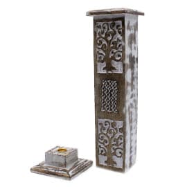 Bliss White Washed Incense Holder - Smoke Tower