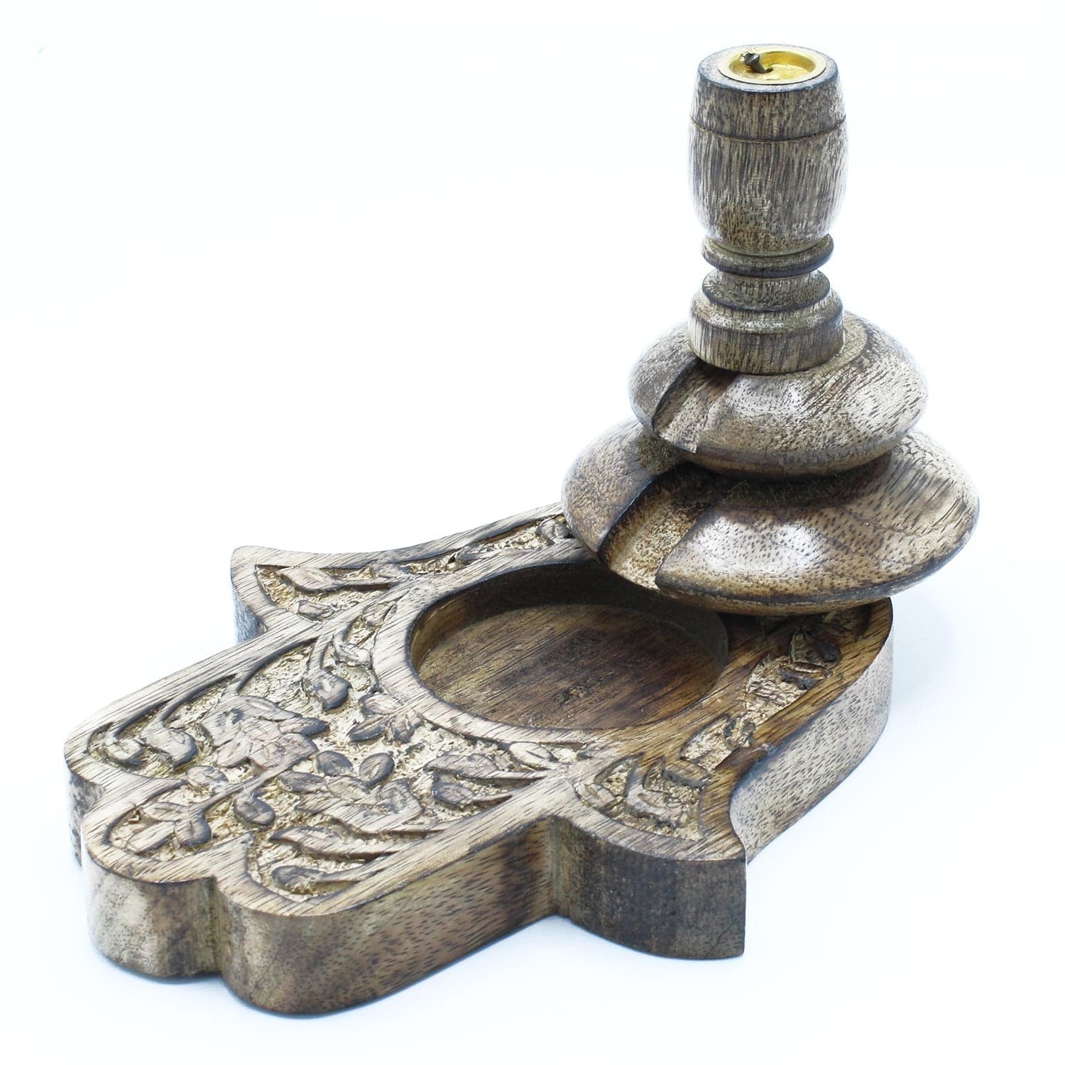 Bliss Med Mango Wood Backflow Burner - Hamsa