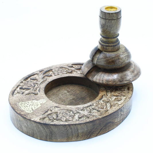 Bliss Med Mango Wood Backflow Burner - Brass Buddha