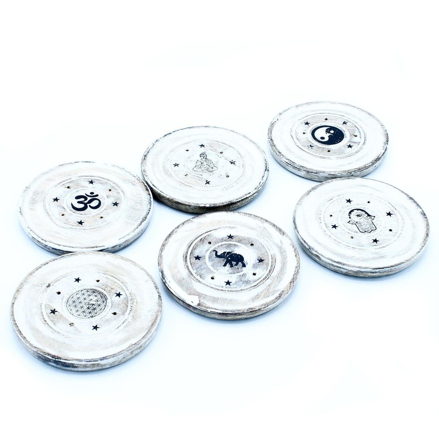 White Washed Incense Holder - Cone and Incense Disc - best price from Maltashopper.com WWIH-02