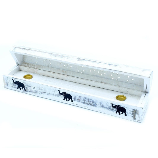 Bliss White Washed Incense Holder - Smoke Box