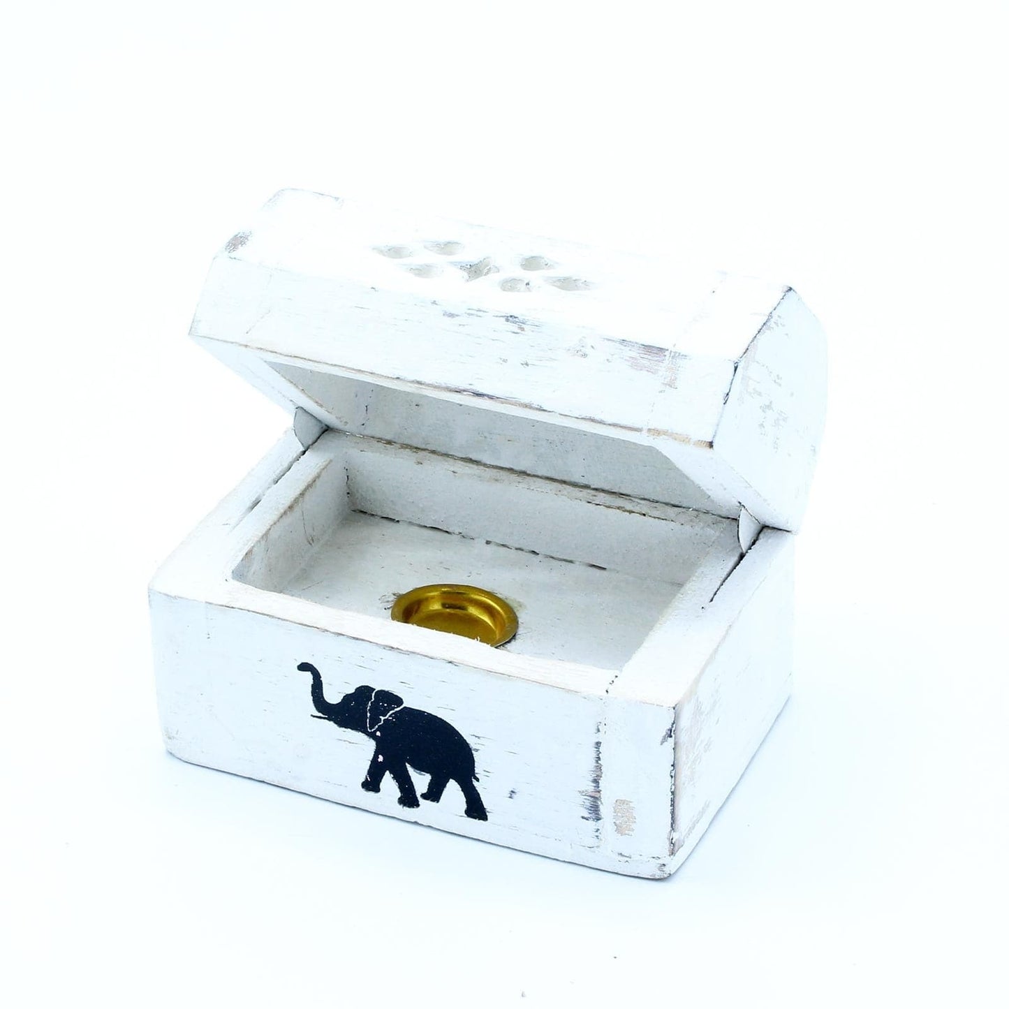 White Washed Incense Holder - Cone Smoke Box 8 cm - best price from Maltashopper.com WWIH-05