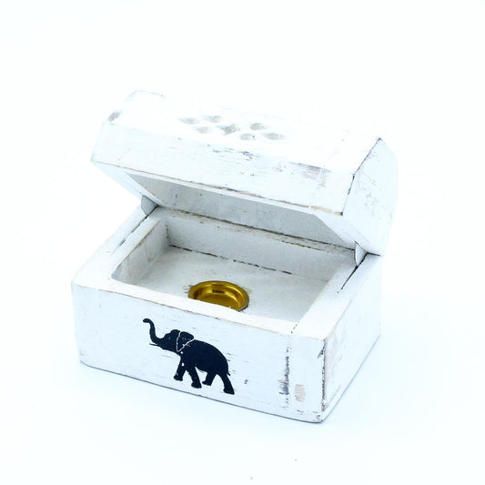 White Washed Incense Holder - Cone Smoke Box 8 cm - best price from Maltashopper.com WWIH-05